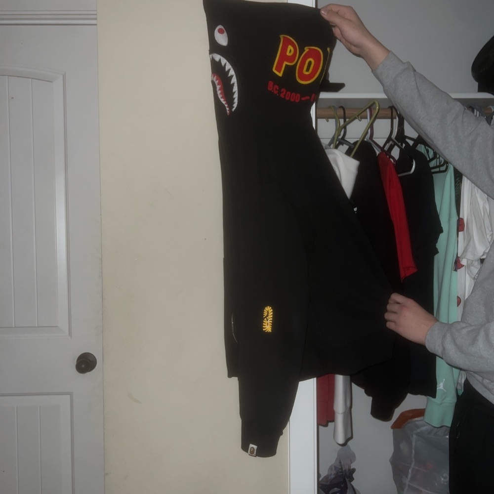 all black bape ponr full zip size large